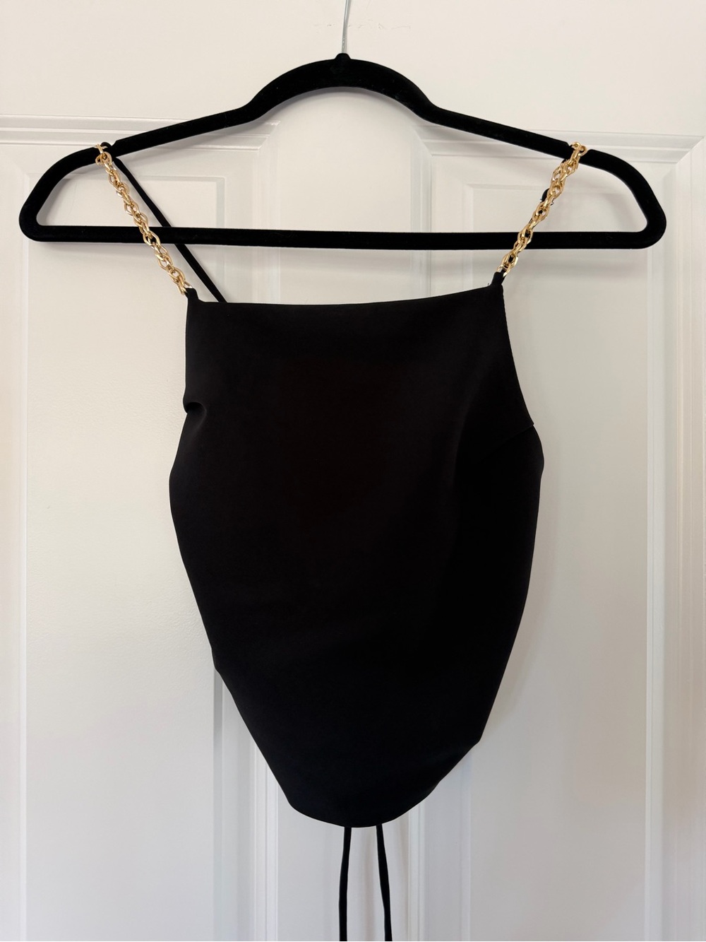 Black Chain-Strap Crop Top
